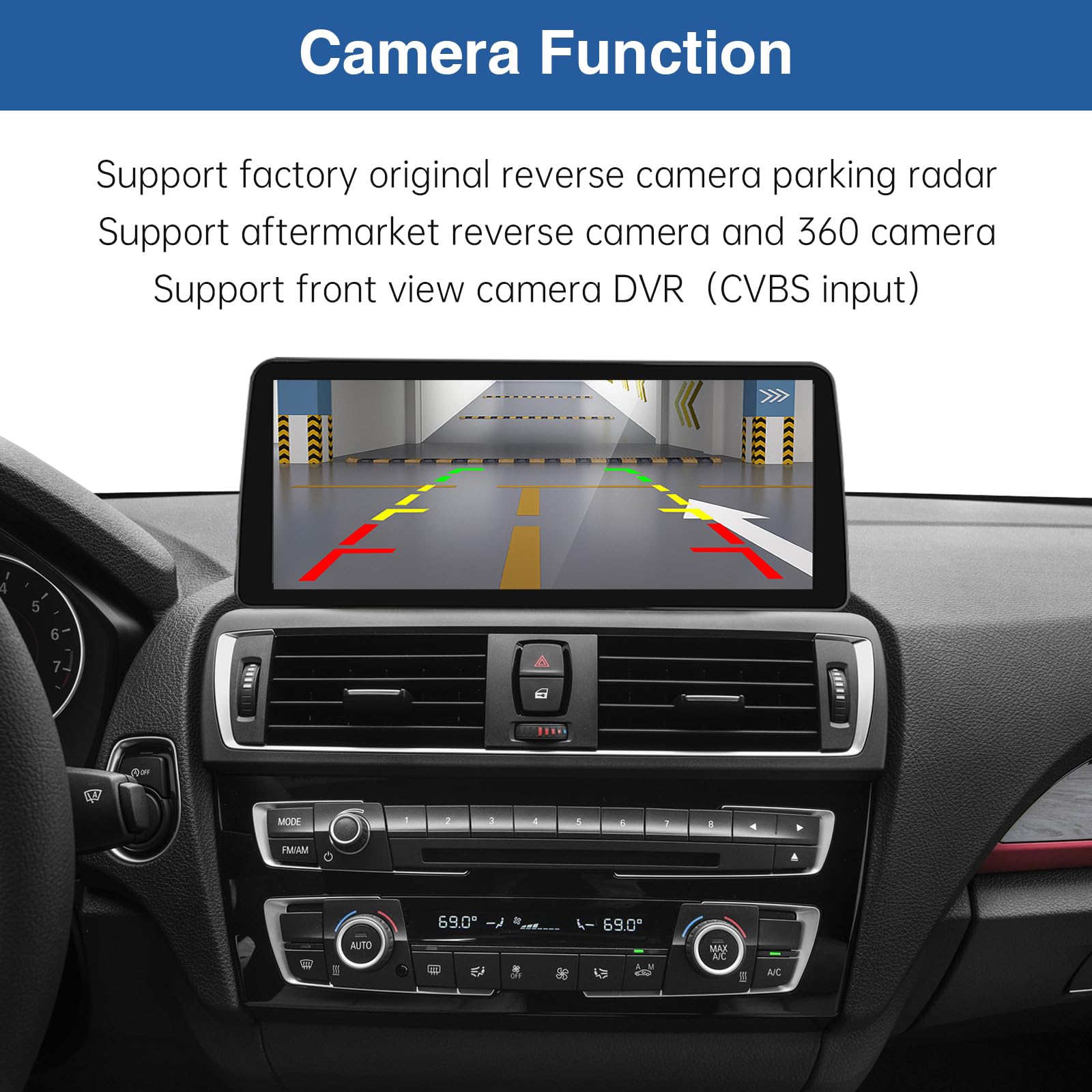 Road Top 12.3" Ultra-Narrow Touchscreen Wireless Carplay for BMW 1 & 2 Series F20/F21/F22 2013-2015 Year, Car Stereo Multimedia Radio Receiver, Support Wireless Android Auto, Mirrorlink