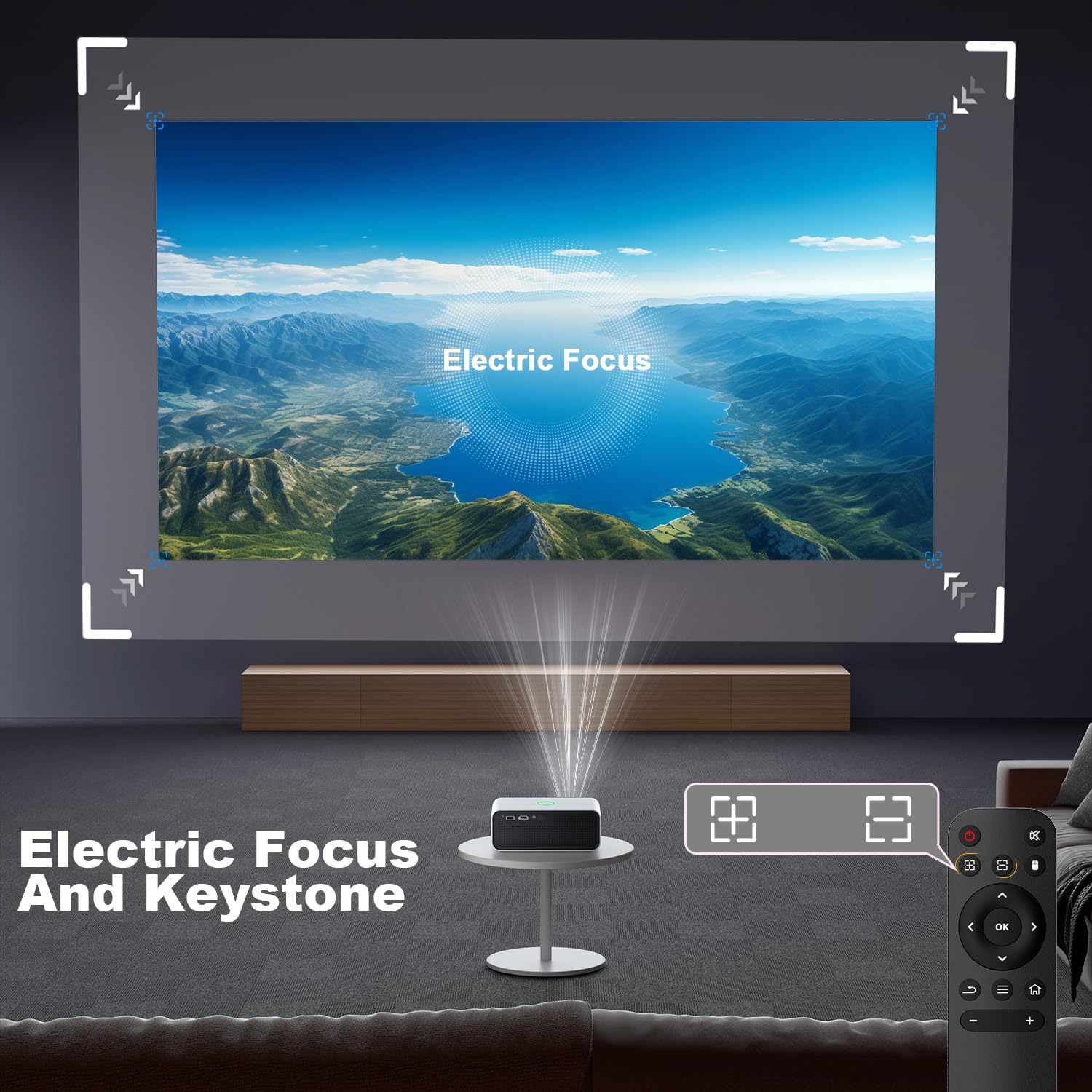 [360°Adjustable Stand] Mini Projector with WiFi and Bluetooth: Electric Focus & Auto Keystone 1080p Supported, 15000L,Phone Projector - 2025 Upgraded Visulapex Portable Home Theater