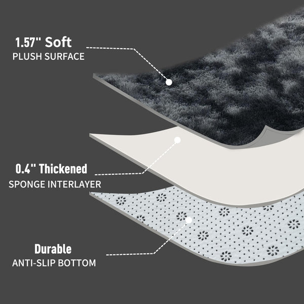 Yuanlne Rugs Living Room 160x230cm, Grey Area Rugs for Bedroom, Washable Anti Slip Extra Large Shaggy Soft Rug Fluffy Modern Floor Carpets Mat Beside