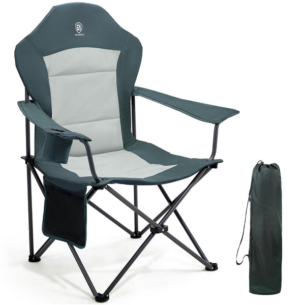 EVER ADVANCED Camping Chairs for Adults Heavy Duty Folding Chair Up to 160kg Oversized with High Back & Cup Holder & Side Pocket Comfy Camp Fold Up Chair