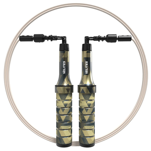 Velites Weighted Jump Rope for Crosstraining, Boxing and Fitness Earth 2.0 - Ideal for Maximizing Muscle Strength | Aluminium Rope (Kamo)