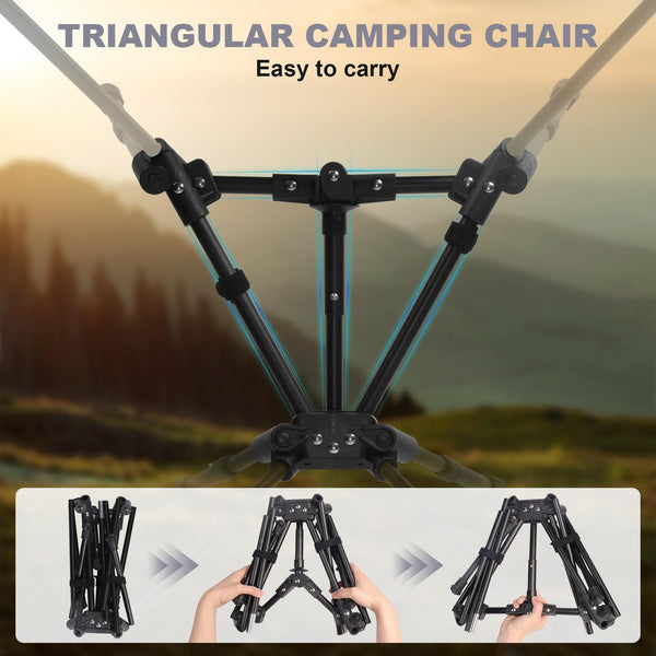 Portable Folding Camping Chair: Lightweight Height Adjustable Camping Chairs Stable Supports 330 Lbs with Side Pockets for Outdoor Camp, Travel, Beach, Lawn (Black)