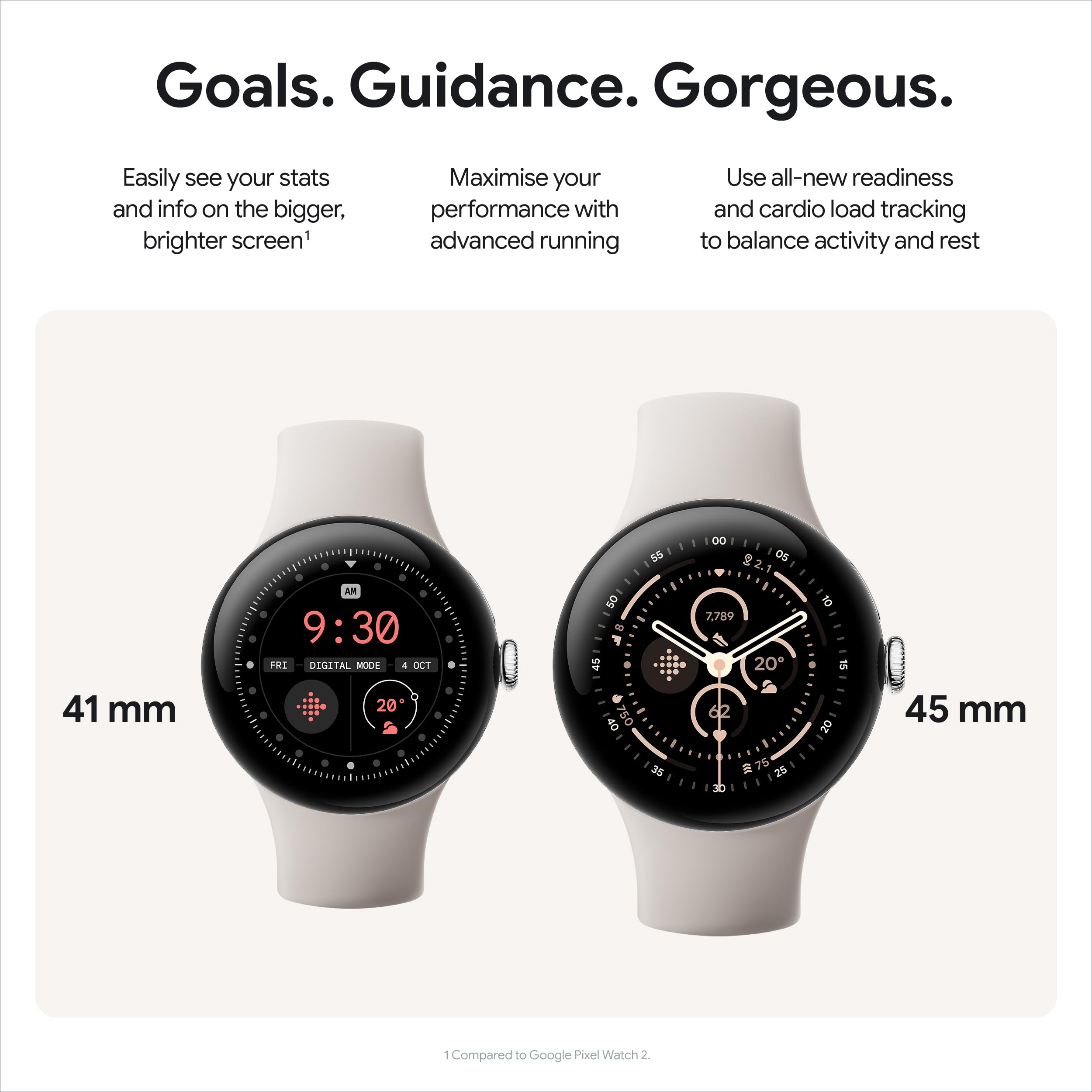 Google Pixel Watch 3 (41 mm) – Android smartwatch with heart rate tracking, advanced running from Fitbit, fitness insights, 24-hour battery – Polished Silver Aluminium Case – Porcelain band – Wi-Fi