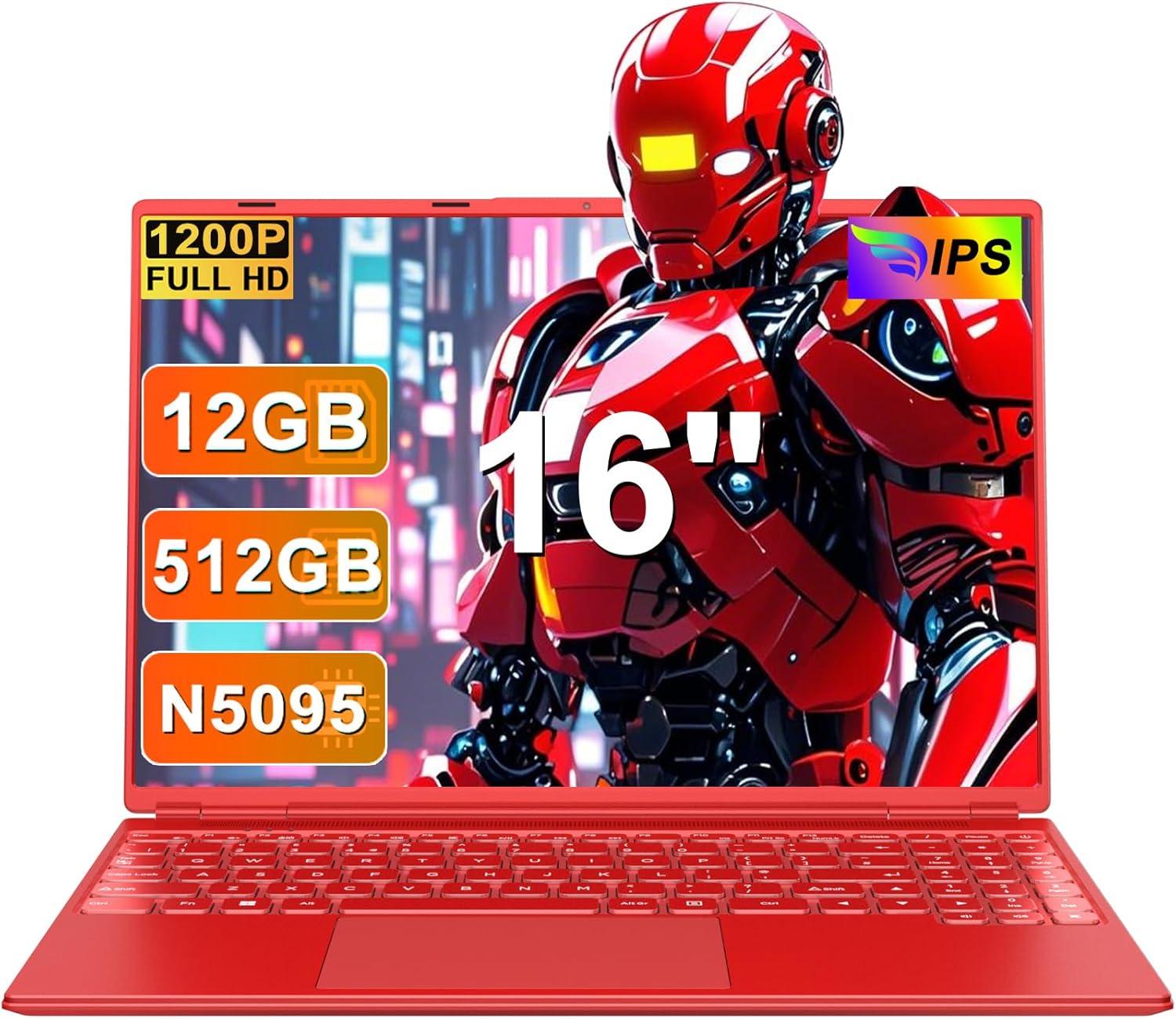 HUQPPQ 16 Inch Blue Laptop Celeron N5095 (Up to 2.9GHz) 12GB RAM 512GB SSD | 1TB Expandable | FHD 1920x1200, USB3.0, WiFi5 | WIN 11 Laptops for Students, School & Office - N600