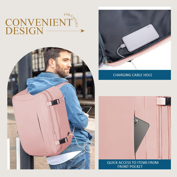 Cabin Bag 45x36x20 for New Easyjet, Underseat Cabin Luggage Bags Carry on Travel Backpack Cabin Size for Airplanes, 30L Hand Luggage Suitcase Water Resistant Laptop Backpacks Black