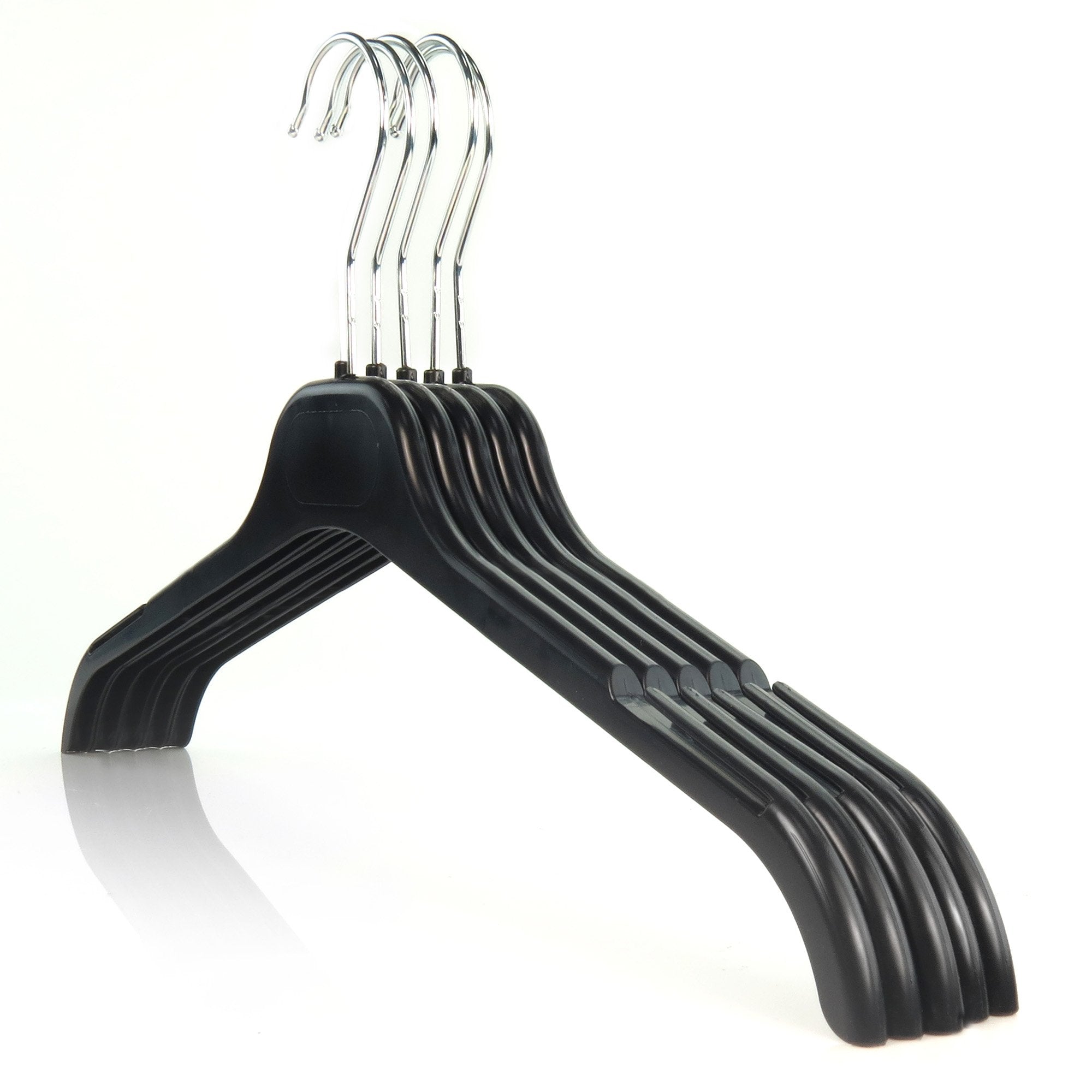 HANGERWORLD 100 Strong Black Plastic Garment Coat Hangers for Clothes with Notches - All Purpose 43cm (17") (One Size, 100, count)