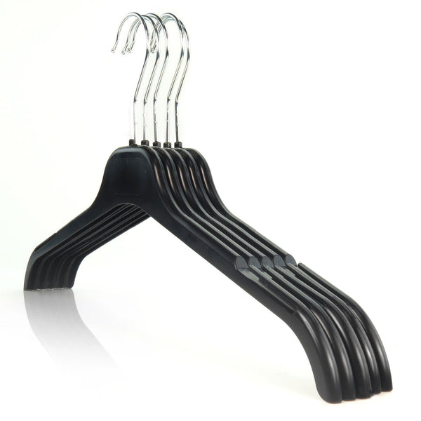 HANGERWORLD 120 Pack Strong Black Plastic Garment Coat Hangers for Clothes with Notches - All Purpose 43cm (17") (One Size, 120, count)