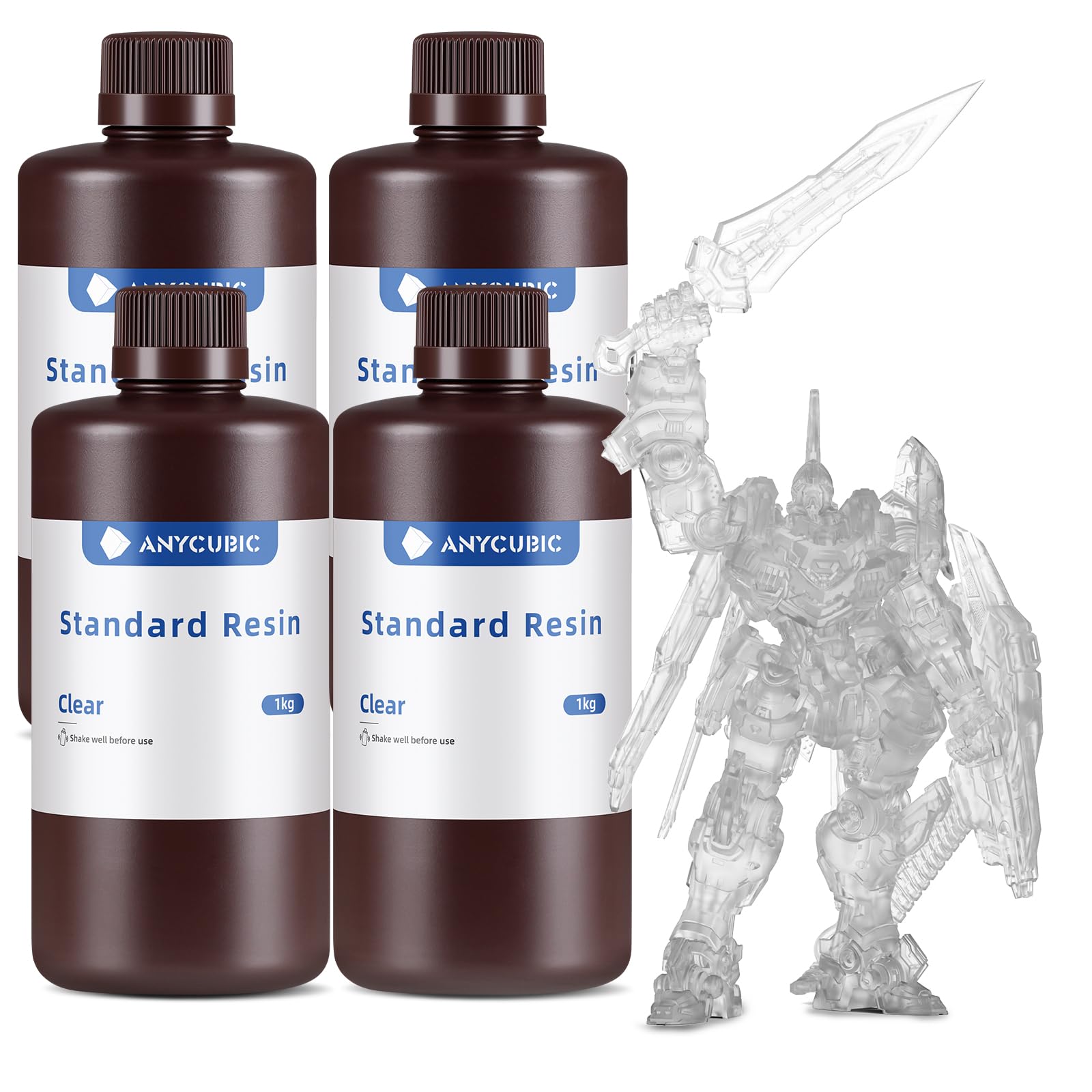 ANYCUBIC Standard 3D Printer Resin, LCD UV 405nm Rapid Photopolymer 3D Resin for 6K/8K/12K/14K LCD 3D Printers(1000g, Grey)