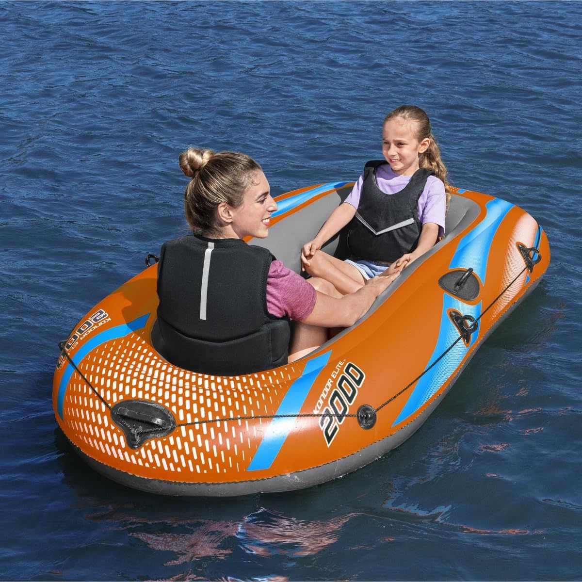 Bestway Inflatable Boat, Kondor Elite 2000, One-man Raft Heavy Duty Handles, Interlocking Valves, Multiple Sizes