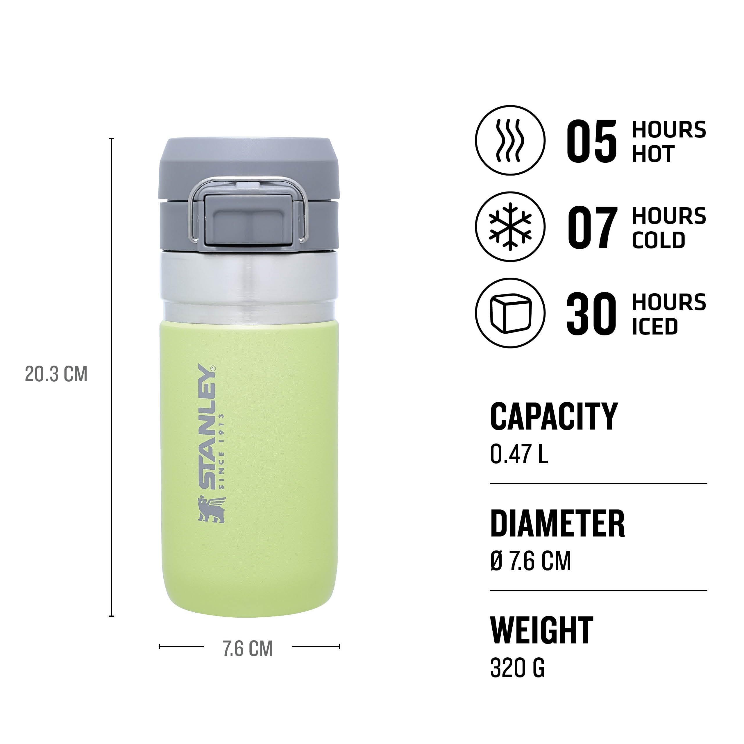 STANLEY Quick Flip Stainless Steel Water Bottle 0.47L - Keeps Cold For 7 Hours - Leakproof - BPA-Free Thermal Flask - Dishwasher Safe - Cup Holder Compatible