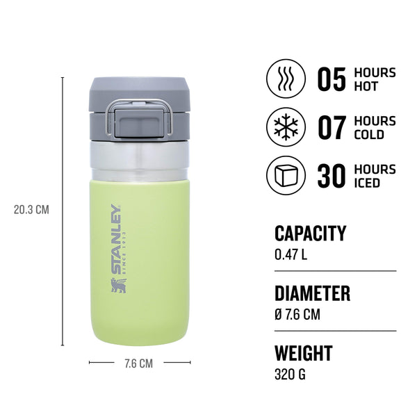 STANLEY Quick Flip Stainless Steel Water Bottle 0.47L - Keeps Cold For 7 Hours - Leakproof - BPA-Free Thermal Flask - Dishwasher Safe - Cup Holder Compatible