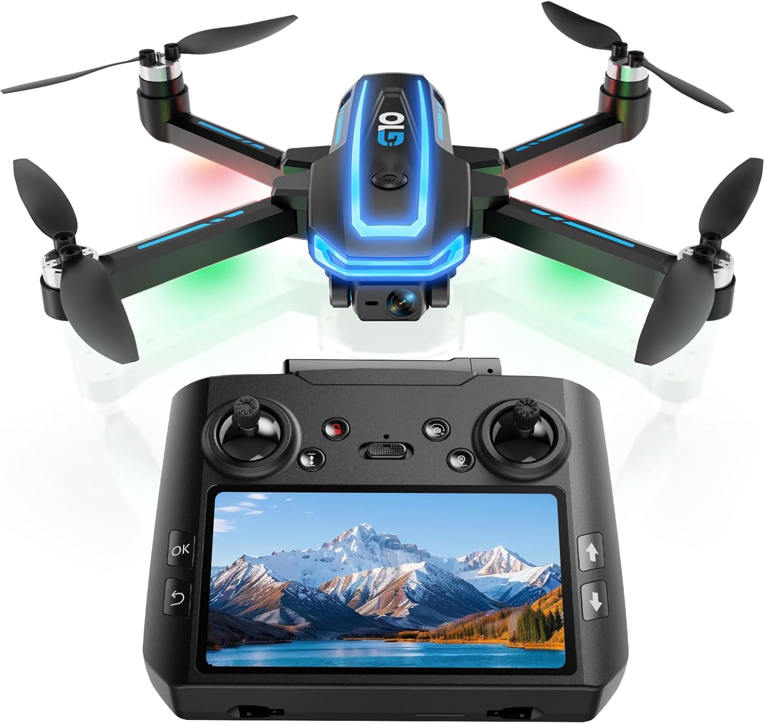 G10 Drones with Camera 4k Professional for Adults & Kids, RC Quadcopter with HD Screen on Controller, Brushless Motor, Follow Me Mode, 5G Transmission, GPS Auto Return, Under 249g