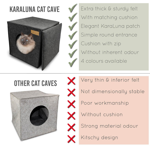 KaraLuna Felt Cat Cave for Shelf e.g. IKEA Kallax or Expedit I Cuddly Cave Shelf I Cat Cave for 2 Cats or Large Cats I Cat Sleeping Place Cat Basket