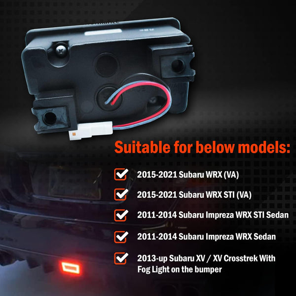 GAZOZ PERFORMANCE F1 Clear Lens LED Rear Fog Light Kit - Plug and Play Brake Light Compatible With 2015-2021 Subaru WRX STI Red Bar - Functions as Tail Lamp & Brake Lamp