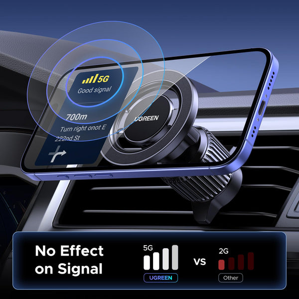 UGREEN Magsafe Car Mount for Air Vent, Magnetic Phone Holder for Cars Cradle Compatible with iPhone 16/15/14/13/12 Series & MagSafe Case with Metal Plates(Black)