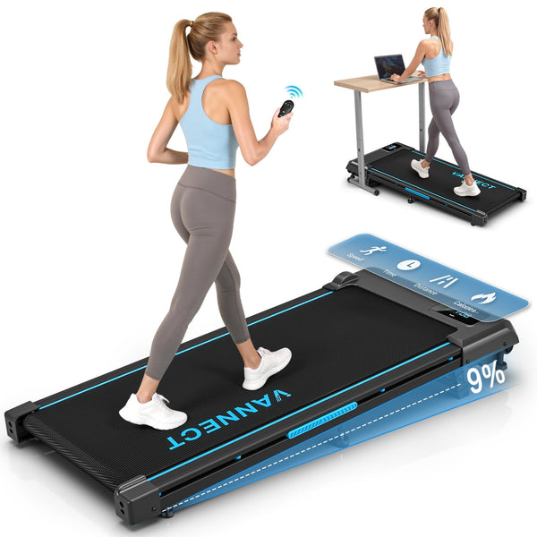 VANNECT Upgraded Walking Pad with 9/12% Incline, 1-10KM/H＆1-14KM/H Under Desk Treadmill, 2.75HP/3.0HP Quiet Jogging Running Walking Pad Treadmill with 330LBS & 400LBS Capacity, Magnetic Remote Control