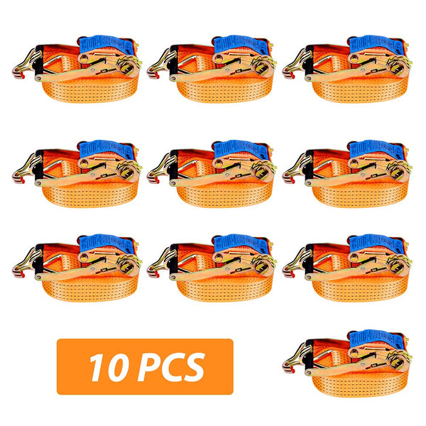 maXpeedingrods 10 x Lashing Straps Ratchet Strap Tie Down 5000kg x 6m x 50mm Heavy Duty Trailer Tension Belts with Iron Handle and Double J Hook 5000kg 5Ton