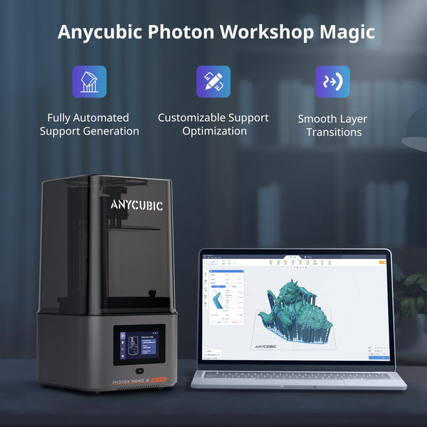ANYCUBIC Photon Mono 4 Resin 3D Printer, 7'' 10K Mono LCD Screen with Stable LighTurbo Light Source, 70mm/h Fast Printing, Print Volume 6.04'' x 3.42'' x 6.49''