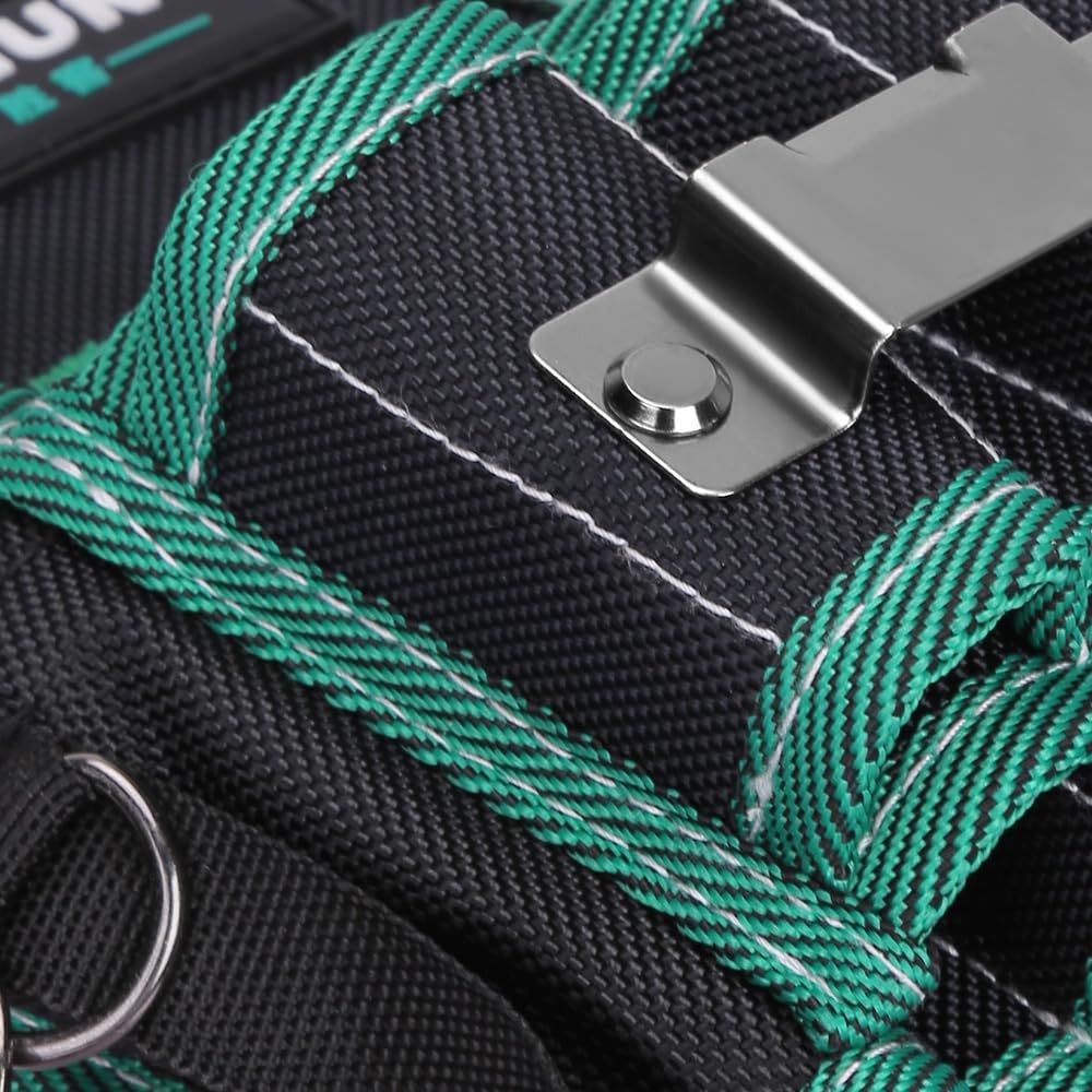 WINHUNT Tool Belt Pouch, Electrician Pouch 18 Pocket with Adjustable Nylon Belt 15x4x22cm Black (18 Pockets)