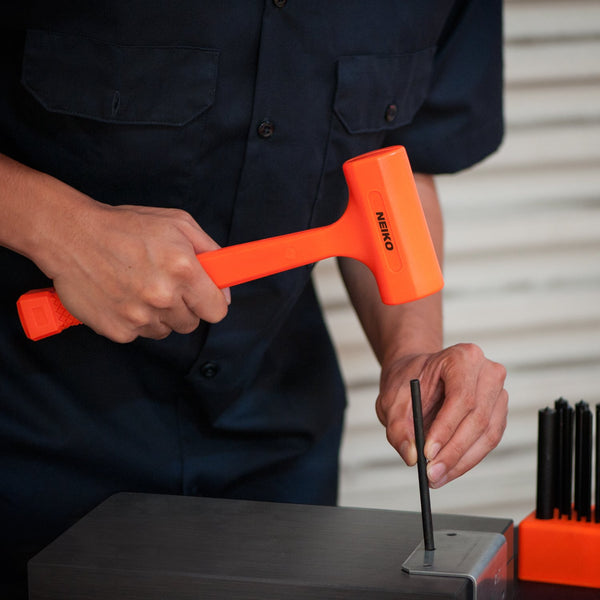 Neiko 02847A 2 LB Dead Blow Hammer, Neon Orange I Unibody Molded | Checkered Grip | Spark and Rebound Resistant