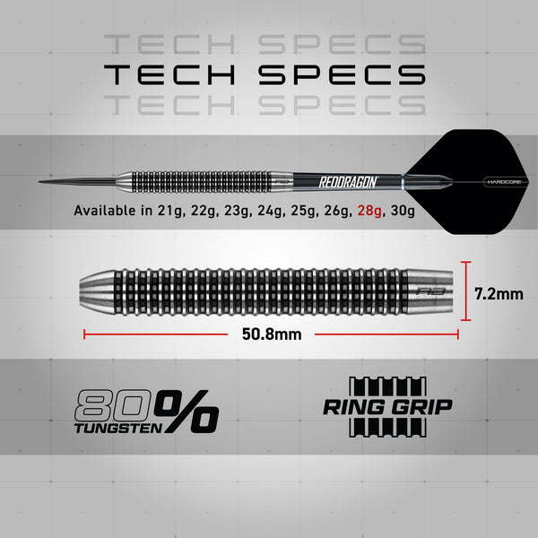 RED DRAGON Pegasus Professional Tungsten Steeltip Darts Set Available in 21, 23, 24, 25, 26, 28, 30 Gram with Flights, Stems (Shafts) and Wallet