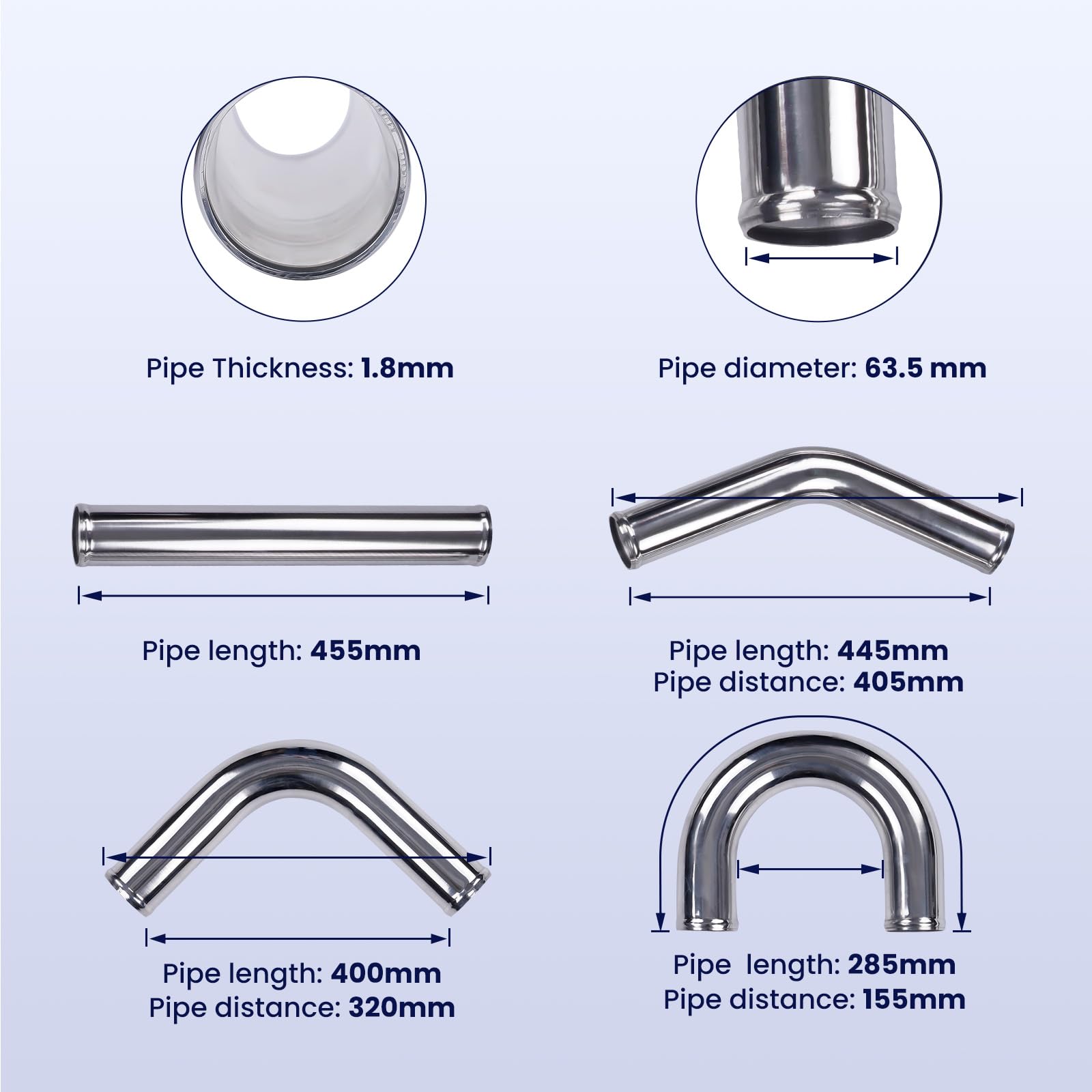 maXpeedingrods 2.5" Turbo Intercooler Pipe Piping Diy Kit 63.5mm Silicone Universal 2.5 inch for All Turbo DIY Project