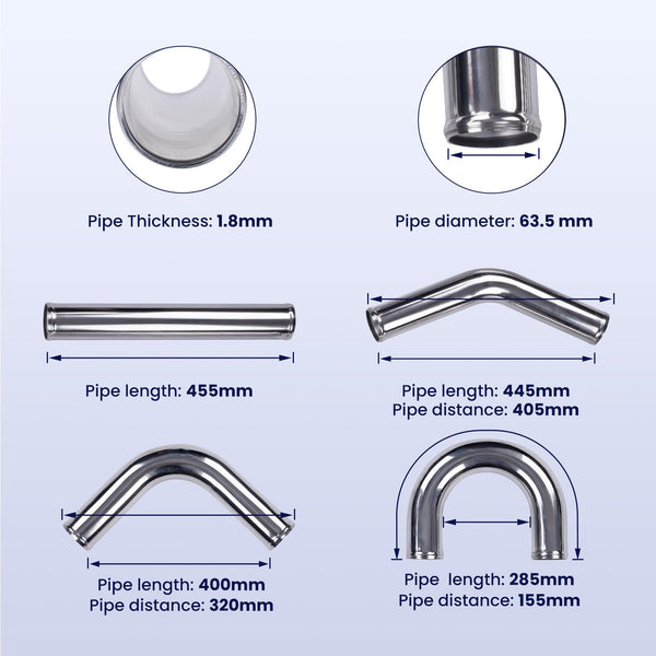 maXpeedingrods 2.5" Turbo Intercooler Pipe Piping Diy Kit 63.5mm Silicone Universal 2.5 inch for All Turbo DIY Project