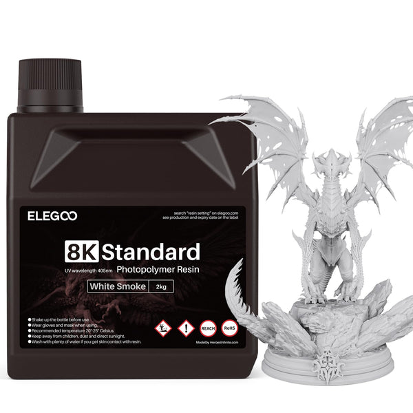 ELEGOO 8K 3D Printer Resin, Standard Photopolymer Resin 405nm UV-Curing Resin, Best for 8K/9K/12K/14K/16K LCD 3D Printer Space Grey 1000G