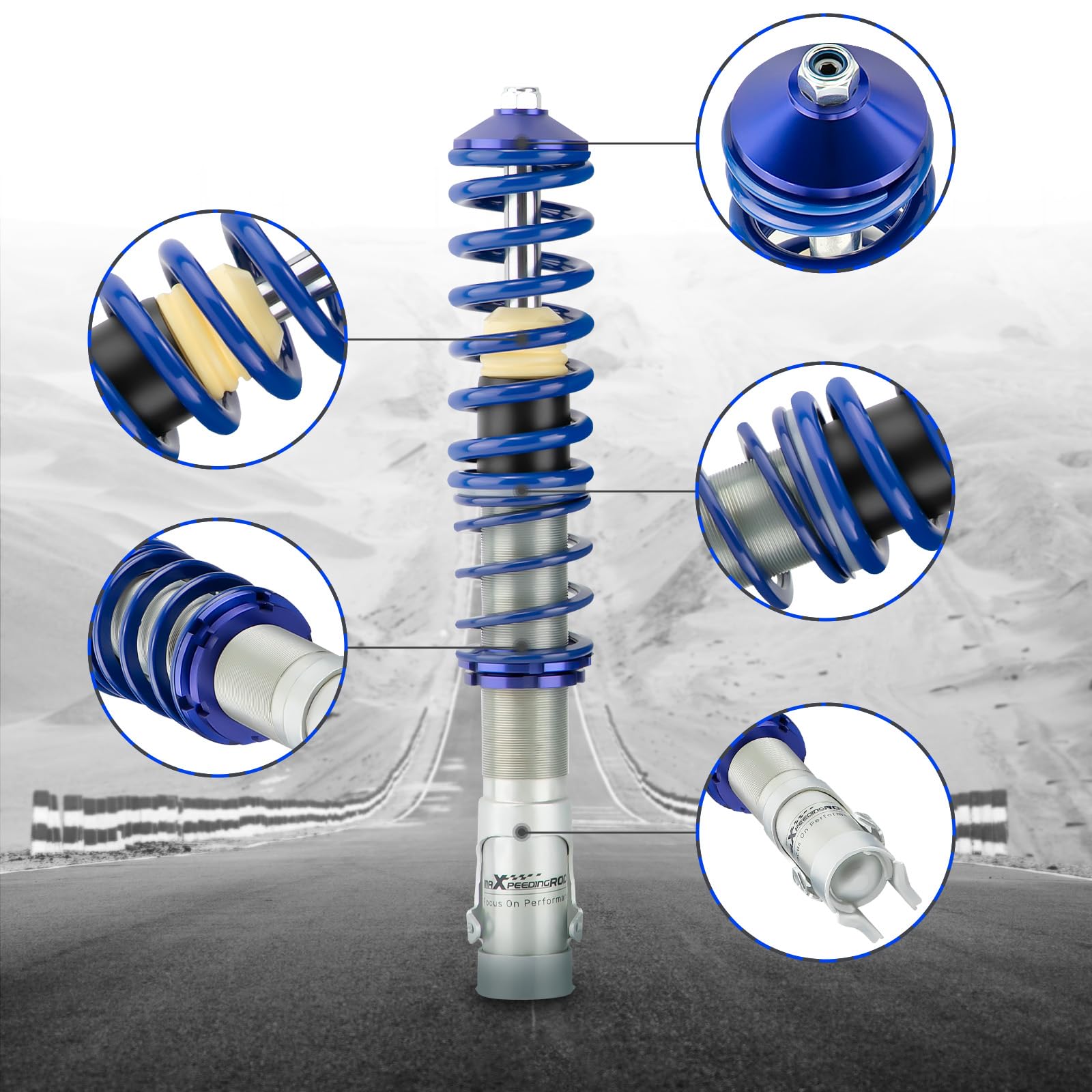 maXpeedingrods Coilovers for Golf Mk2 (19E) for Golf Mk3 (1H/1E) for Jetta Mk2 (19E) for Jetta/Vento Mk3 (1H)- Blue