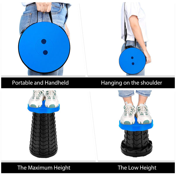 LUXJET Portable Folding Stool Lightweight Yet More Sturdy with Load Capacity 180KG, Retractable Plastic Foldable Collapsible Stool for Camping Fishing Hiking BBQ Outdoors Indoors Kitchen