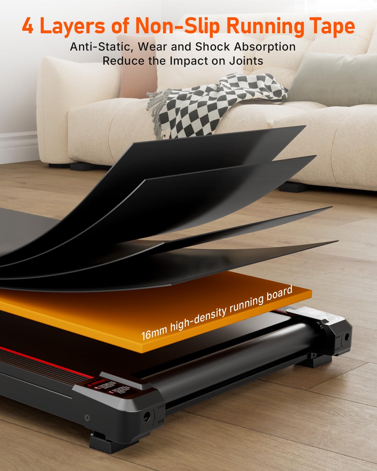 Walking Pad Treadmill, Anylife Incline Walking Pad Under Desk 330lbs Capacity, 2.5HP Portable Treadmills for Home, Compact Treadmill Small Running Pad with LED Display, Remote Control