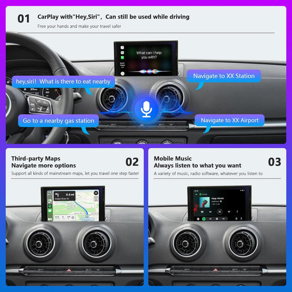 Road Top Wireless Carplay Android Auto Retrofit Kit for Audi A3 2013-2018 Year, Carplay Retrofit Kit Decoder, Support Mirror Link, Reverse Camera, Navigation