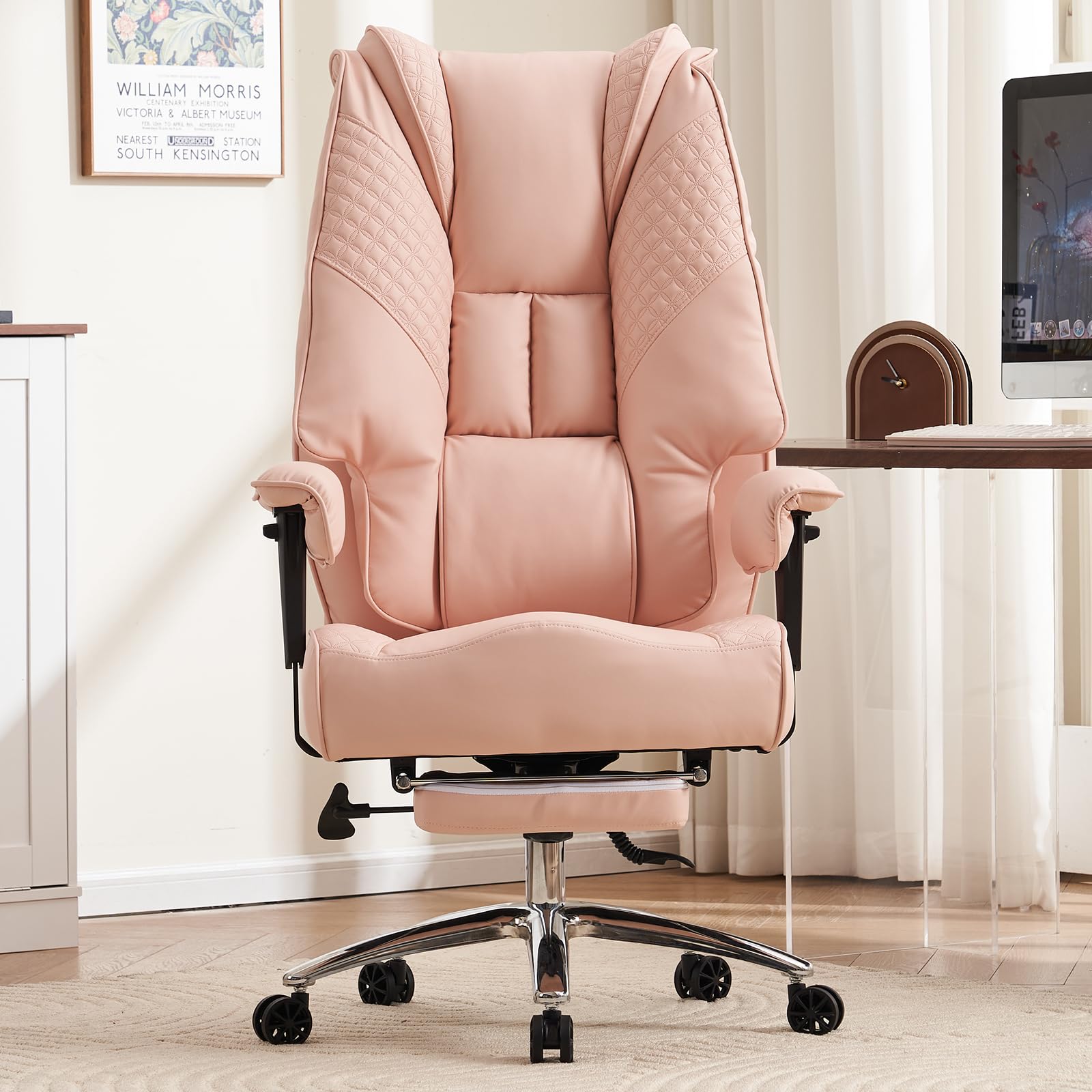 EXCEBET Ergonomic Office Chair – High Back PU Leather Executive Desk Chair with Adjustable Armrests, Swivel Computer Chair for Home/Office, Heavy Duty Support up to 400 lbs