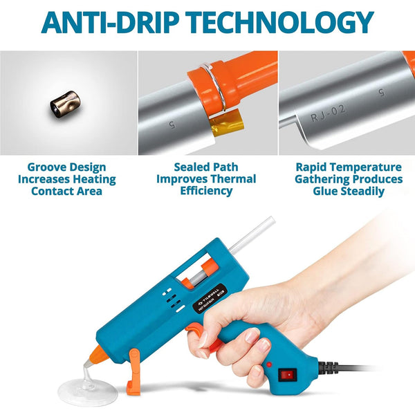 Tilswall Hot Glue Gun Kit, 50W Mini Melt Gun with 75pcs 130mm Glue Sticks for Crafting, DIY, Art, Sealing, Home Repairs, Cards, and Glass