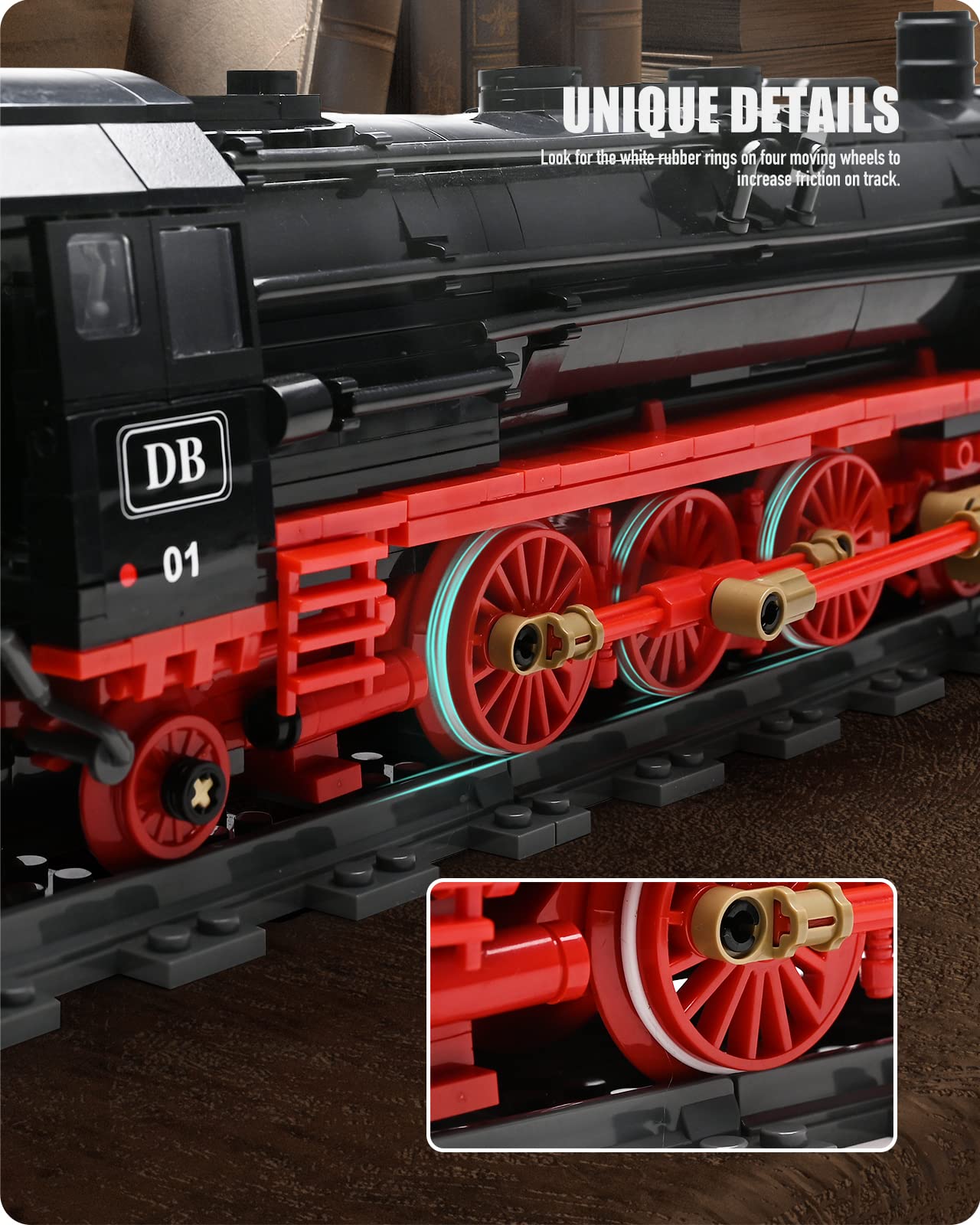 Nifeliz Retro Steam Train Express Model Building Blocks with Rails, Locomotive Set Railway Construction Toy, Gift for Adults and Boys (1173 Pieces)