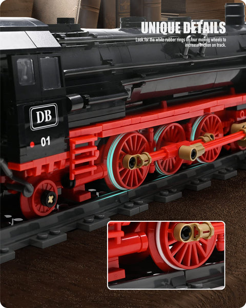 Nifeliz Retro Steam Train Express Model Building Blocks with Rails, Locomotive Set Railway Construction Toy, Gift for Adults and Boys (1173 Pieces)