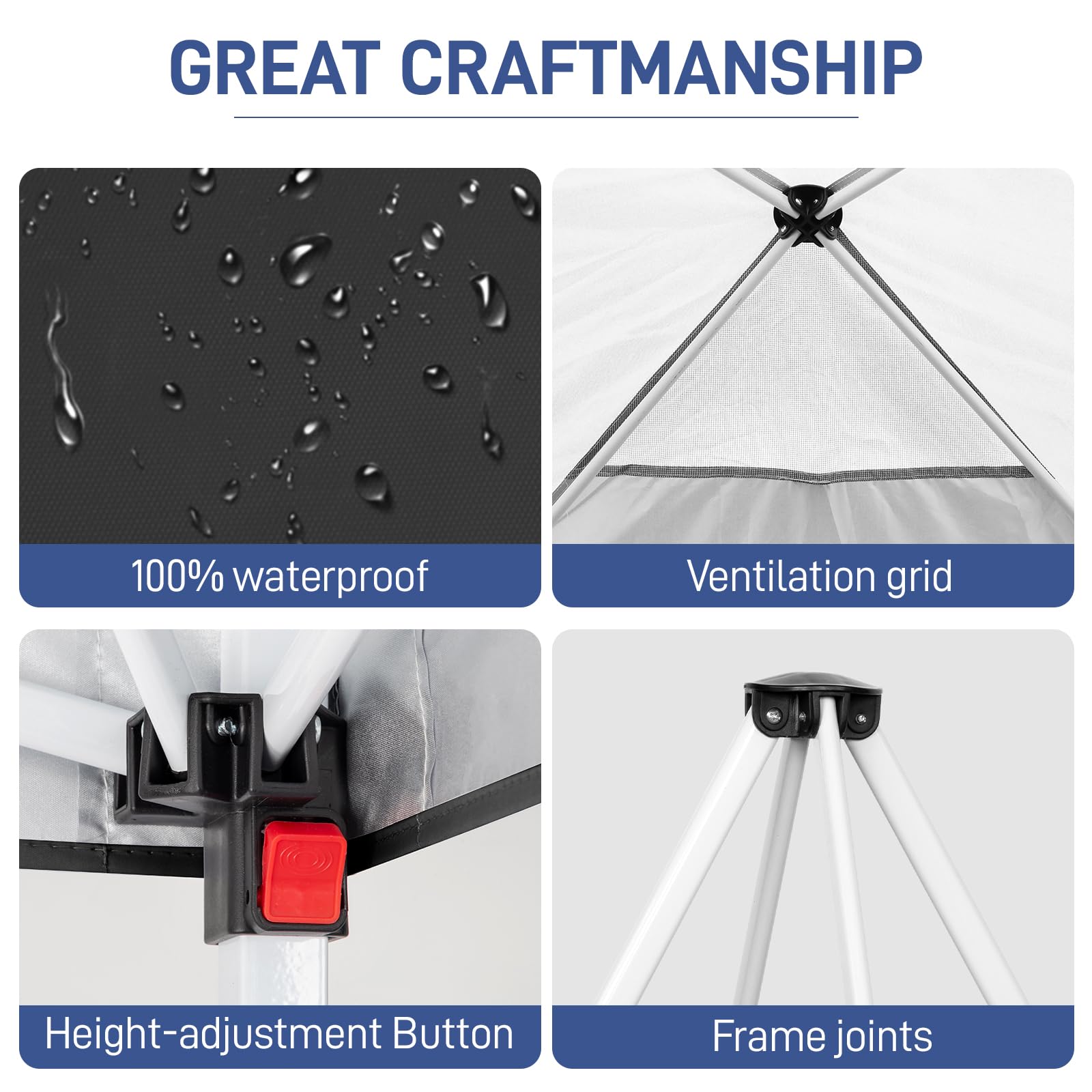 Outopee 3m x 3m Ez Pop Up Canopy Tent with 4 SideWalls, Outdoor Gazebo Portable Instant Canopy for Commercial Events, Party, Backyard BBQ, Camping, Blue