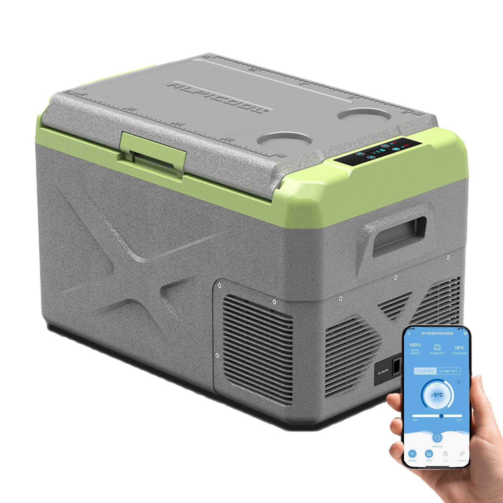 Alpicool X50 50L Car Fridge Freezer Portable Compressor Car Refrigerator 12/24V Electric Cooler for Camping, Road Trip, Picnic, Down to -20℃