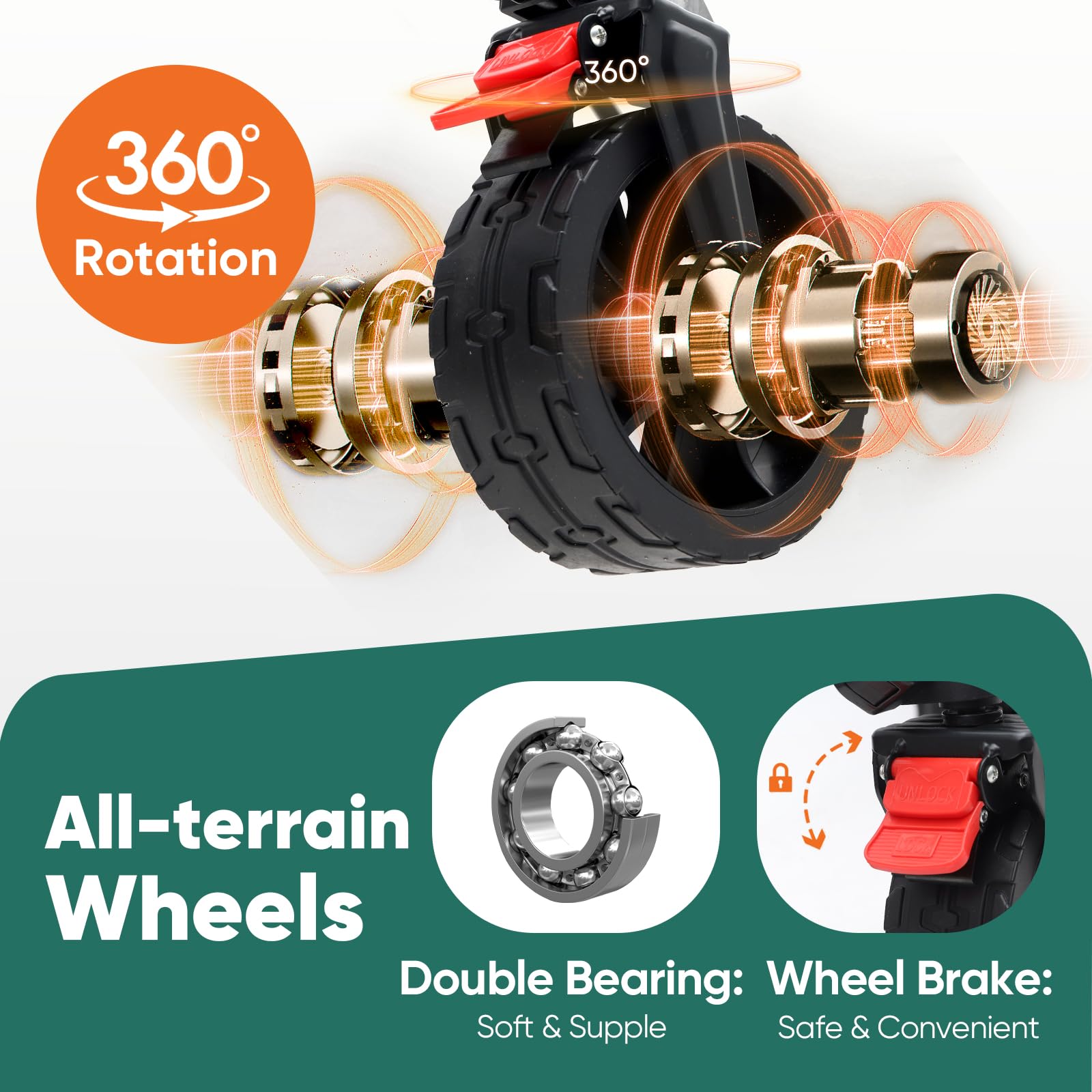 Sekey 332L Folding Festival Trolley with Expandable Tailgate, Patented Design Beach Cart - Diamond Collapsible, Wide All-Terrain Wheels, Brake, 350LB Load Capacity Heavy Duty Wagon for Camping, Black