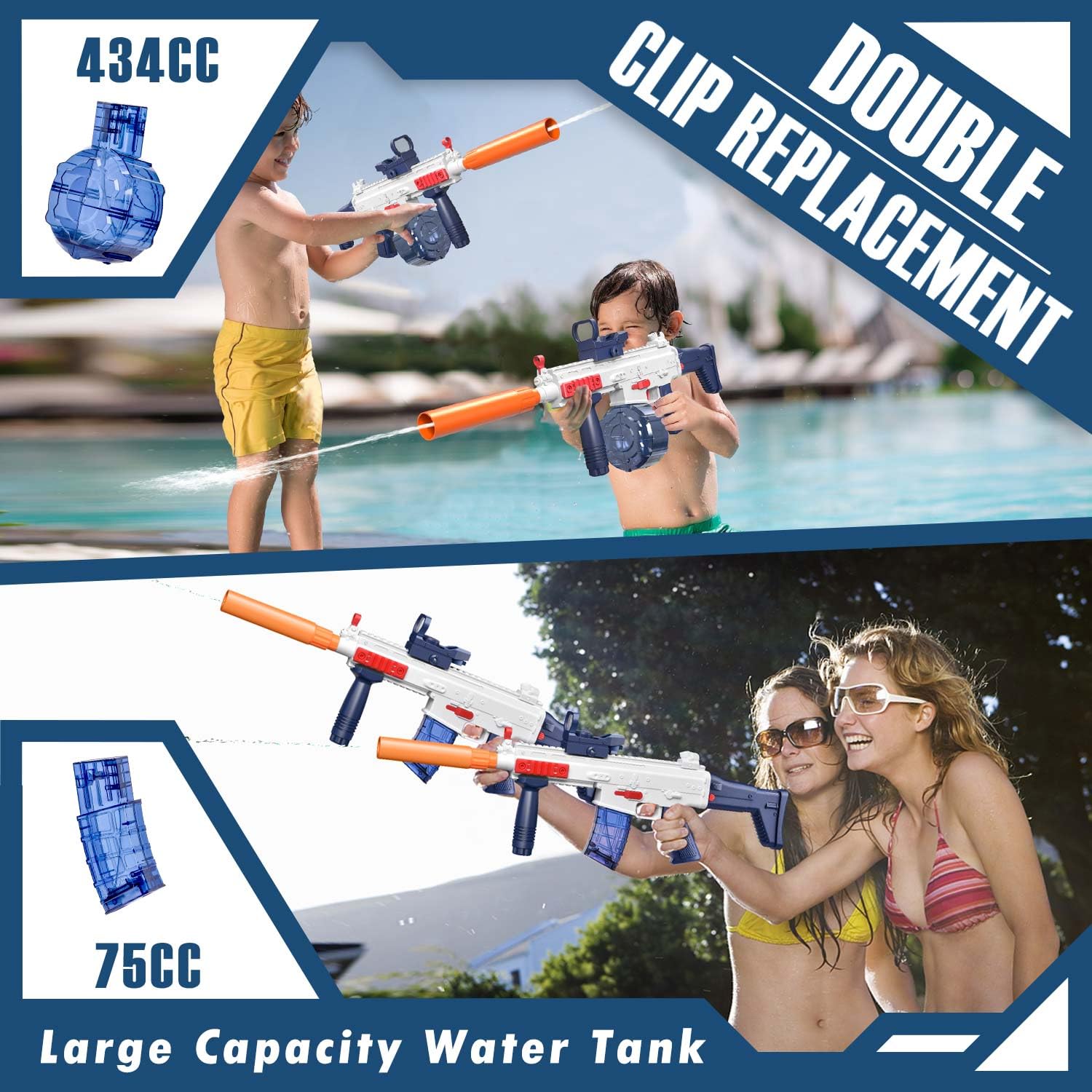 Electric Water Gun, Ultra-Long Range One-Touch Automatic Water Gun, Large Capacity Ultra-Long Standby, Suitable For Children Adults Summer Pool Party Beach Outdoor Use.