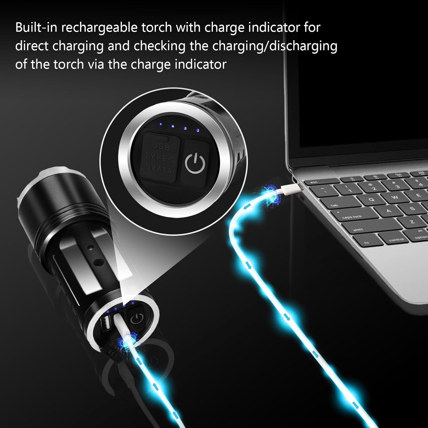 Jayxinli Torches LED Super Bright 1000000 Lumen Rechargeable, Powerful Torch 3 Light Modes and 10800 mAh Long-Lasting Battery, Zoomable, High Powered, Bright Torch for Camping & Home