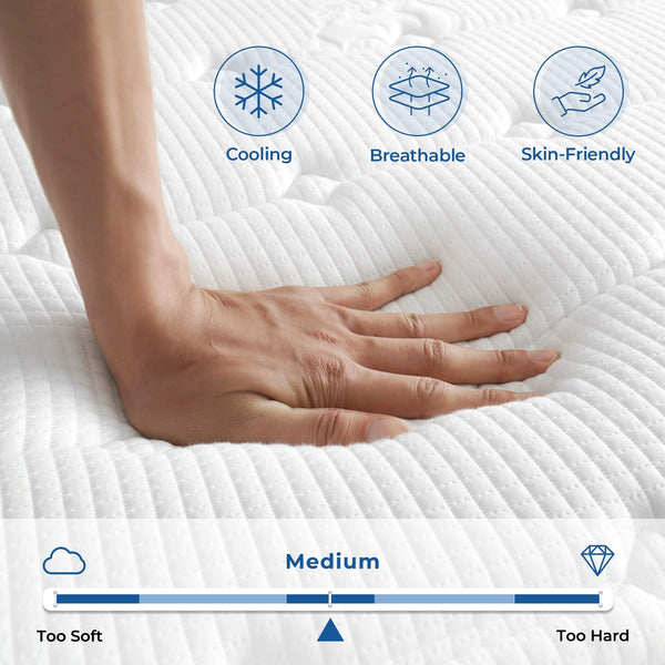 Vesgantti 3FT Single Mattress, 9.6 Inch Pocket Sprung Mattress Single with Breathable Foam and Individually Wrapped Spring - Medium Firm Feel, Modern Box Top Collection