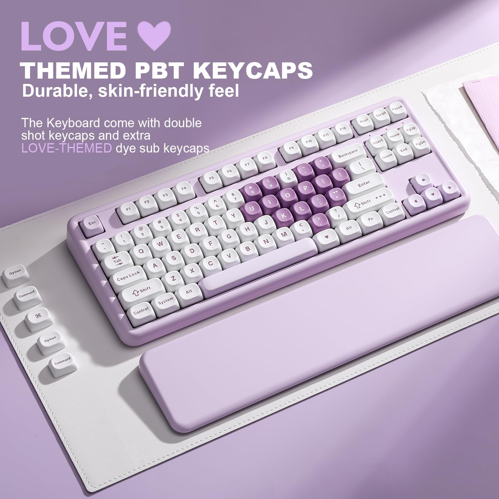 YUNZII B87 Wireless Mechanical Keyboard,QMK/VIA Software Custom Gaming,Gasket RGB Keyboard with Cute MOA Keycaps,Wrist Rest,BT5.0/2.4G/USB-C NKRO for Win/Mac (butter, milk v2 linear)