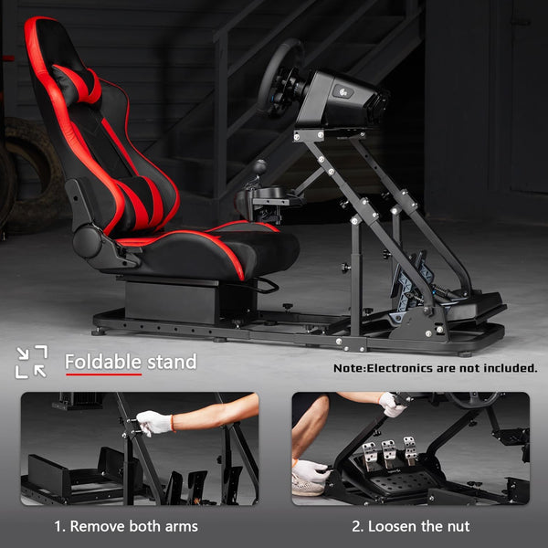 Dardoo G923 Racing Simulator Cockpit Frame with Comfortable Seat Fits for Logitech/Thrustmaster/Fanatec G27 G29 G920 T300RS, Steering Wheel Stand, Not Include Steering Wheel, Pedal and Handbrakel