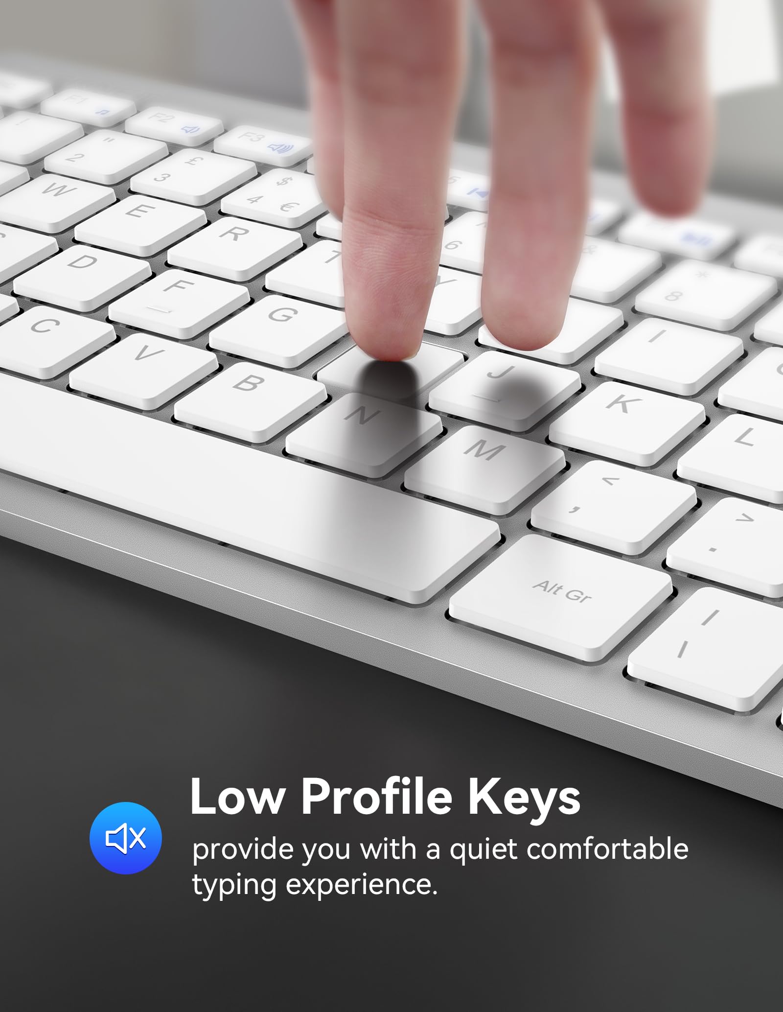 TECKNET 2.4G Wireless Keyboard For Windows/Chrome OS, UK Layout Compact Mini Keyboard, Small Silent Whisper-Quiet Keyboards with 12 months Battery Life (Pink)