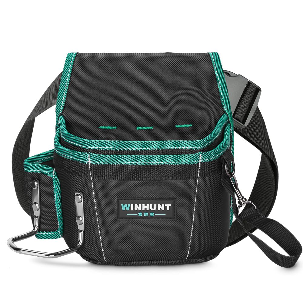 WINHUNT Tool Belt Pouch, Electrician Pouch 18 Pocket with Adjustable Nylon Belt 15x4x22cm Black (18 Pockets)