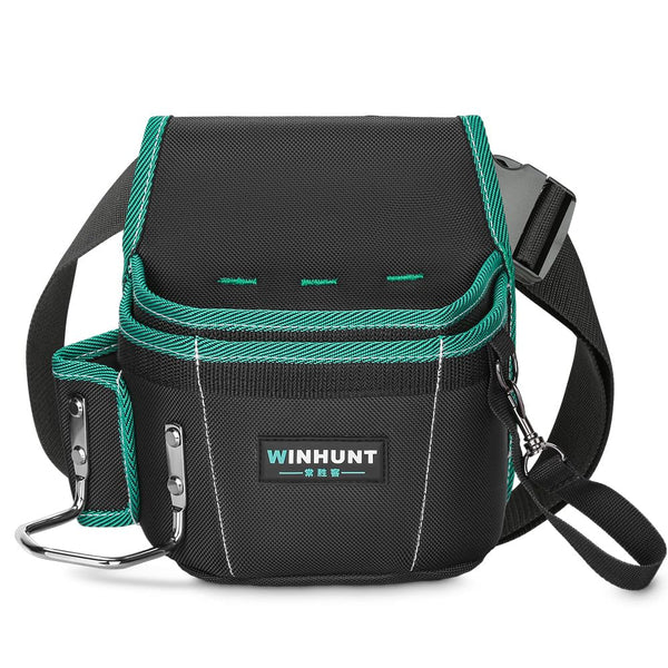 WINHUNT Tool Belt Pouch, Electrician Pouch 18 Pocket with Adjustable Nylon Belt 15x4x22cm Black (18 Pockets)