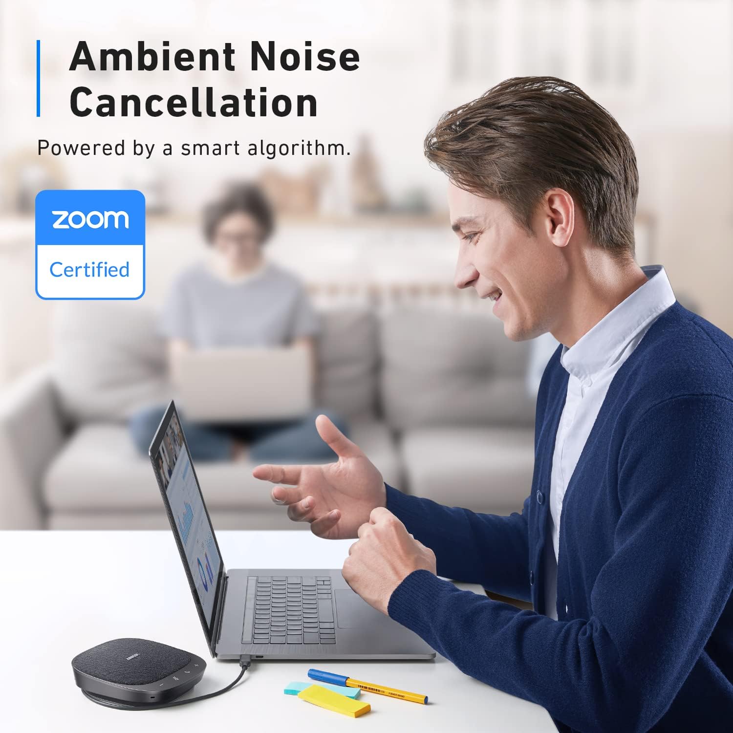 Anker PowerConf S330 USB Conference Speaker for Home Office, Smart Voice Enhancement, Plug and Play, 360° Voice Coverage via 4 Microphones, and Powerful Sound