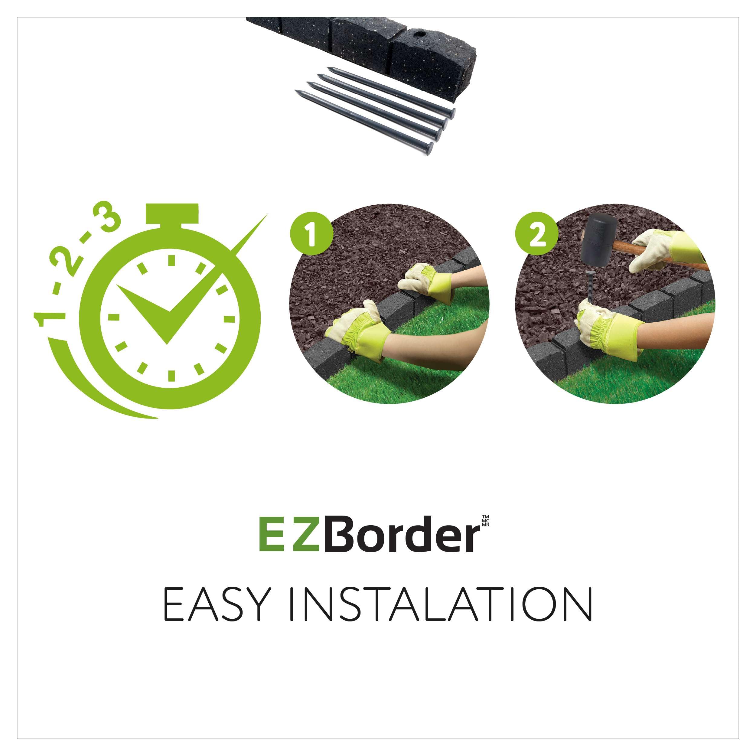 Flexi Curve Scalloped Garden Edging Rubber Landscape Scallop Lawn Border Edging Section 120cm (4ft), Grey, Pack of 4