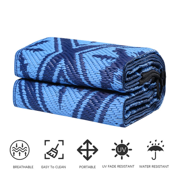 Enipate Outdoor Rugs for Garden Patios, 5x8ft Plastic Weatherproof Woven Picnic Blankets, Reversible & Easy Cleaning Deck Carpet Camping Mats